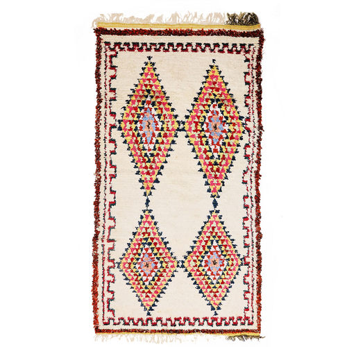 现货Azilal摩洛哥手工编织纯棉地毯客厅床边毯彩色地毯卧室地毯