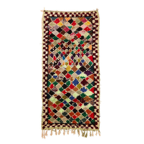 现货Azilal摩洛哥手工编织纯棉地毯客厅床边毯彩色地毯卧室地毯