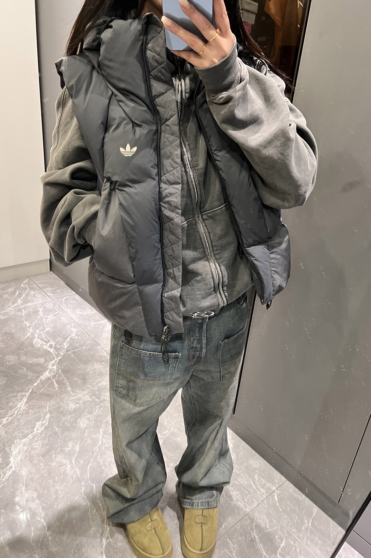 koosa 25秋冬新款废土做旧外套国潮百搭宽松情侣男女同款街头风