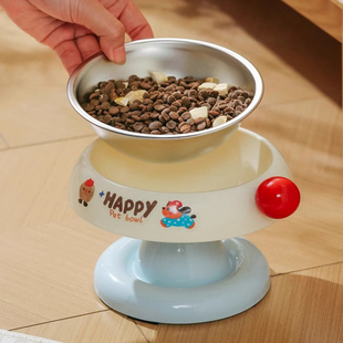 柠檬黄猫食盆猫咪饭碗粮碗喝水碗不锈钢狗碗不易打翻