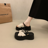 蝴蝶结一字凉拖2025年新款高级感厚底拖鞋女夏季外穿鞋子B09-1P65，男鞋运动鞋，四季服饰
