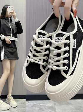 女2025年秋季新款爆款百搭休闲轻便运动鞋厚底板鞋Y66016P55