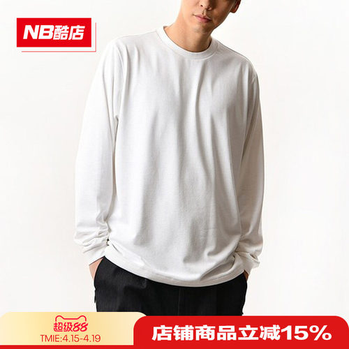 NB男款日系纯色简约休闲长袖T恤