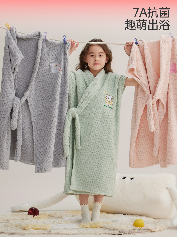 三力儿童浴袍，吸水快干全季节浴袍，可穿戴浴巾，婴儿浴袍，男孩