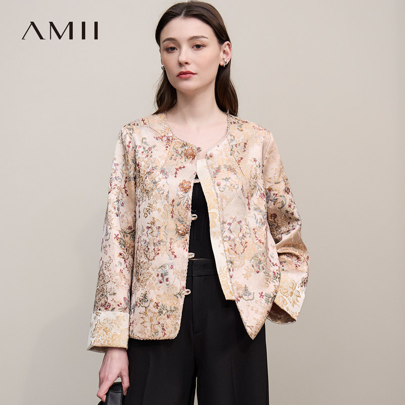 Amii【新中式外套】26秋新中式国风外套盘扣优雅古典褂子女外套