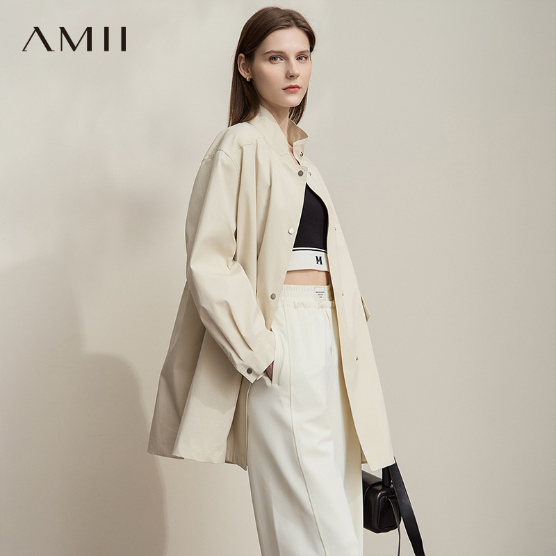 高级感日系宽松中长款风衣外套