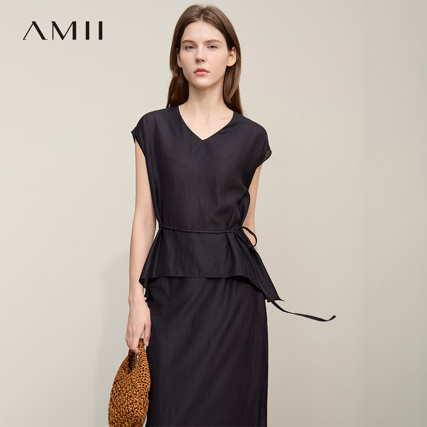 Amii【含醋纤套装裙】26夏法式优雅通勤衬衫搭配半裙套装女式套装