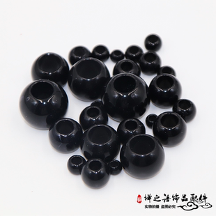 脏辫编织diy收尾束口珠 20mm亚克力塑料珠子散珠 黑色大孔珠子