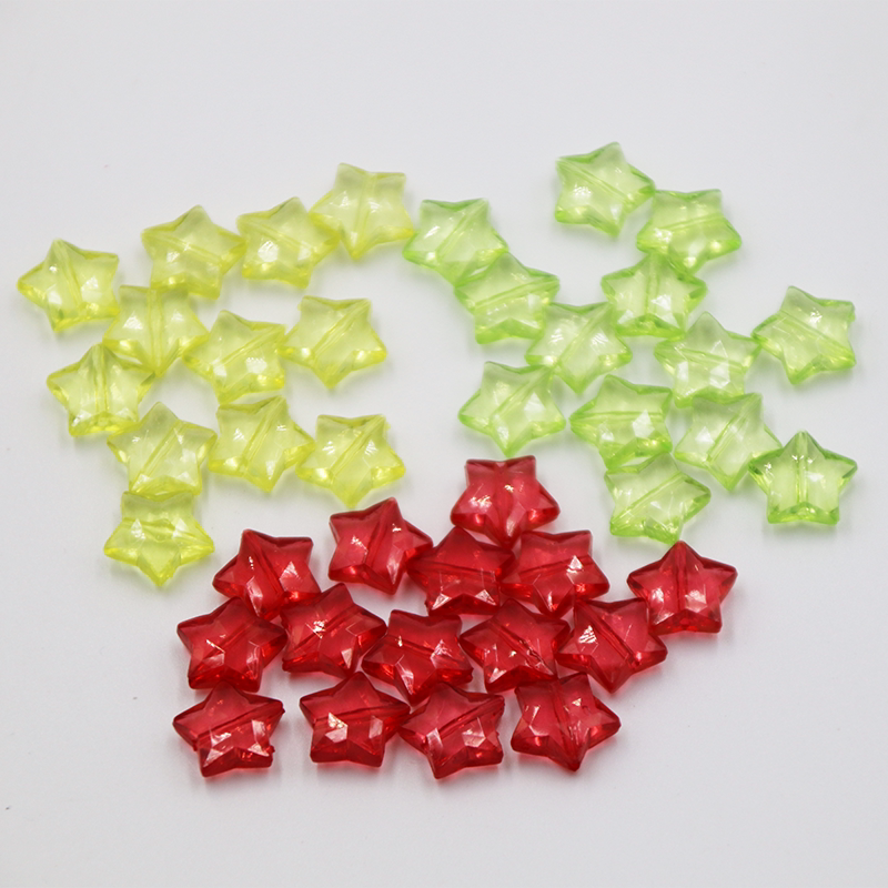 diy手工串珠材料饰品配件 红色透明五角星珠子 15mm星星珠子 50颗