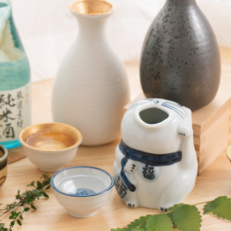 日本原装进口美浓烧酒壶酒杯套装家用清酒烧酒金色酒具带彩盒包装