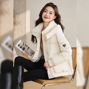 时尚 小个子羽绒服女短款 洋气白鸭绒面包服外套 新款 20252025年冬季