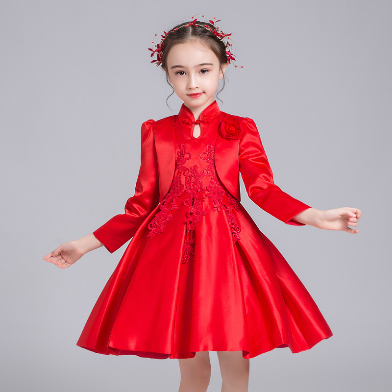 公主晚礼服裙女童夏高端儿童生日宴十岁钢琴新中式长袖洋气国风春