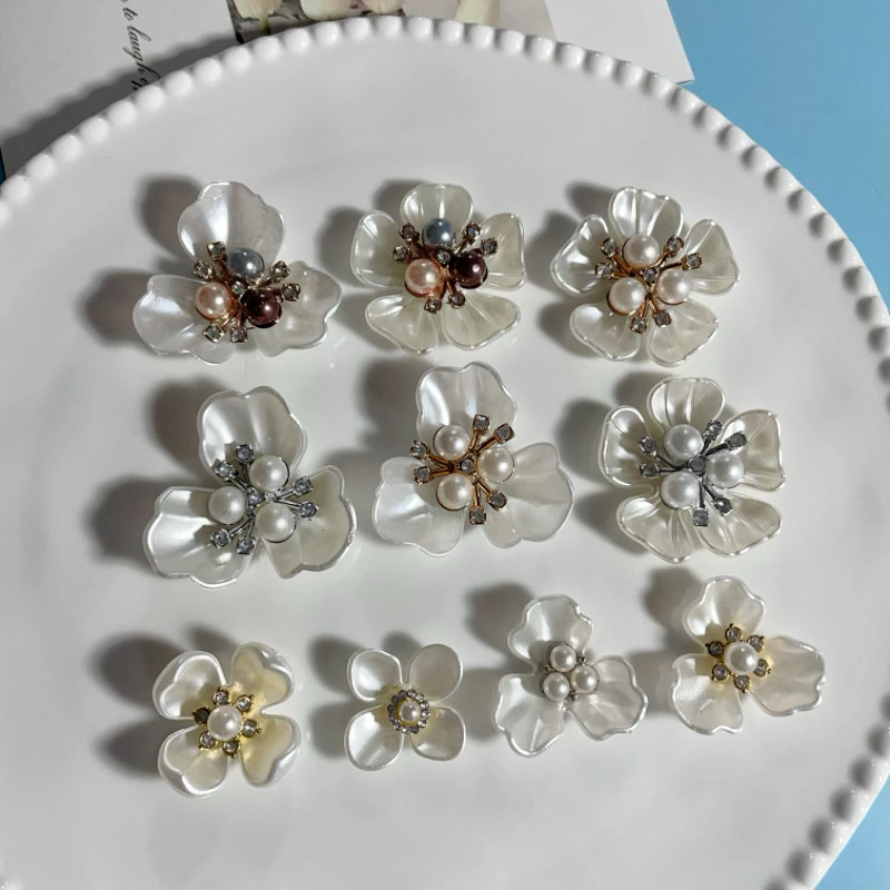 韩版仿贝壳珍珠花DIY手工发饰品装饰配件团扇手腕花洞洞鞋装饰