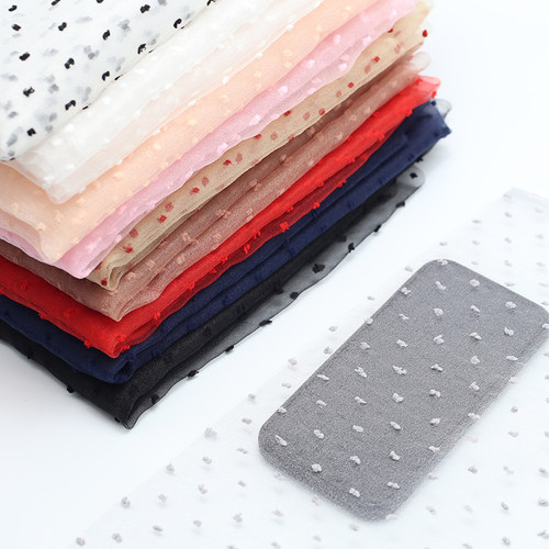 鸿迪欧根纱植绒波点网纱