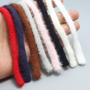 7mm彩色毛茸空心微弹帽绳子毛线腰带帽绳裤腰装饰绳绑绳衣服配件