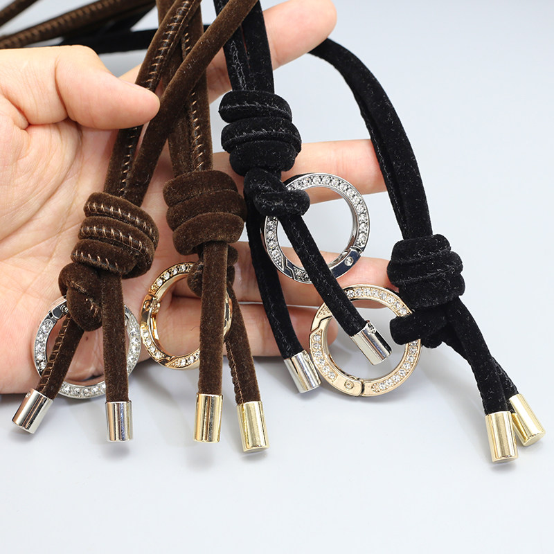 绒绳包包带子可替换包带弹簧扣斜跨包绳子肩带手工编织包包肩带