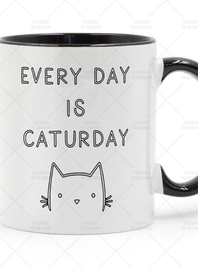 EVERY DAY IS CATURDAY 撸猫的一天 陶瓷马克杯水杯杯子