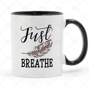 陶瓷马克杯水杯杯子 给大脑充电 Just Breathe