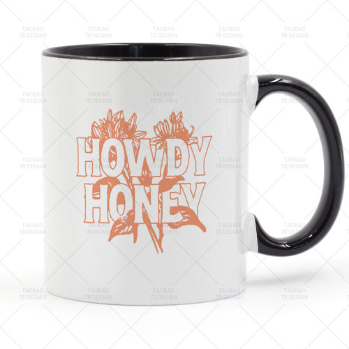 Howdy Honey Honeysuckle Plant 沙漠短语 马克杯 咖啡陶瓷喝水杯
