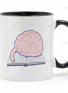 Tired Brain Sleeps on Book 脑子马克杯 咖啡陶瓷喝水杯杯子