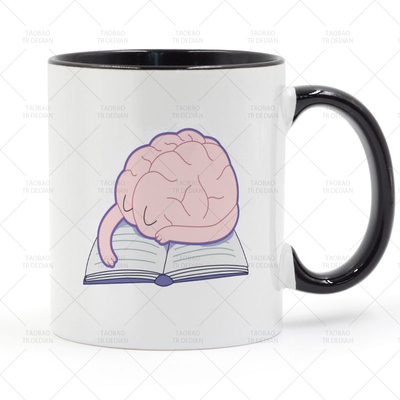 Tired Brain Sleeps on Book 脑子马克杯 咖啡陶瓷喝水杯杯子