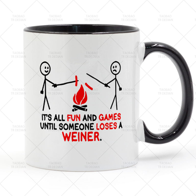 It's All Fun and Games Until Someone 有趣的火柴人陶瓷马克杯