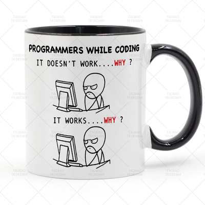 Programmers while coding 程序员IT C+代码 咖啡陶瓷马克杯水杯