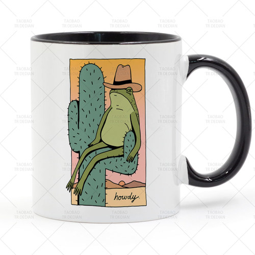 HOWDY FROG COWBOY 西部牛仔青蛙马克杯 美式陶瓷喝水杯子