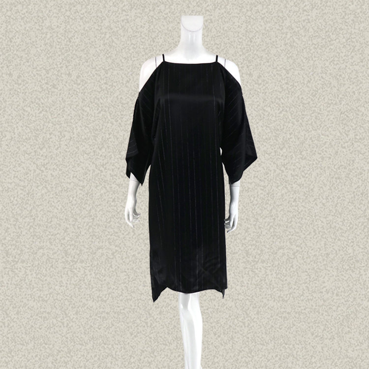 新!F*RRO G*ANO 正品 亮丝条纹性感露肩女夏吊带连衣裙FE2E578W01