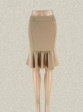 新!丝fu卡 正品 修身碎褶淑女春夏半身裙包臀裙优雅鱼尾裙 175130