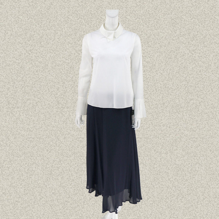 新!奈CO 正品 半透视拼接翻领白色女春秋上衣衬衫打底衫AGG231111
