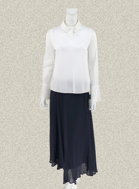 新!奈CO 正品 半透视拼接翻领白色女春秋上衣衬衫打底衫AGG231111