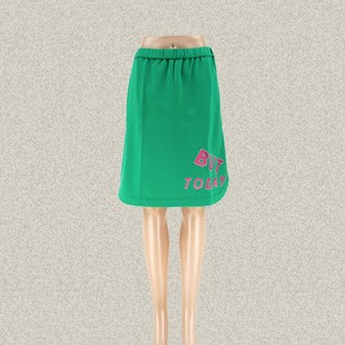 字母印花橡筋腰撞色女春秋休闲针织半身裙2DWC082 lazar 森系列