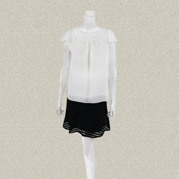 JH风 正品 镂空绣花喇叭袖清新白色女夏秋套头衬衫大码上衣 CC413