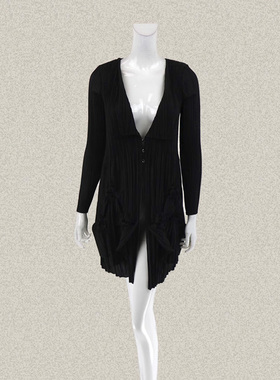 裘TN 正品 别致打榄扎花不规则摆女夏秋修身显瘦百褶外套 31509D