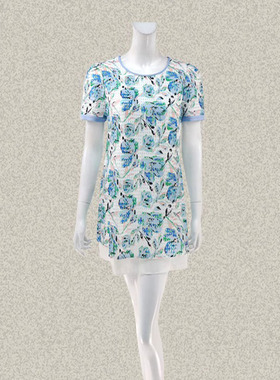 蕾DOW 正品 清新印花洞眼提花减龄女春夏假两件短款连衣裙 B15048