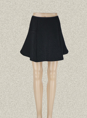 蕾DOW 正品 小格子提花学院风黑色百搭女春秋半身裙短裙L5AC83008