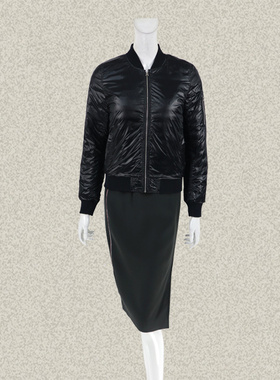 尚MORE 正品 罗纹立领女秋冬春黑色轻便休闲拉链短款羽绒服 DR352