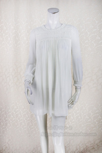 木耳边打榄百褶长袖 夏季 FON 女夏秋中长宽松雪纺上衣CA404 热促