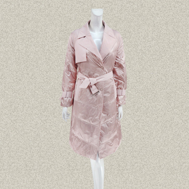 F佛 正品 甜美浅红女冬春白鸭绒长款羽绒服轻便衬肤羽绒外套00103