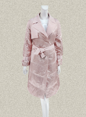 F佛 正品 甜美浅红女冬春白鸭绒长款羽绒服轻便衬肤羽绒外套00103