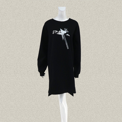 森系列 S*azar 烫银印花插肩袖型女冬春绒底针织连衣裙 2FWD218