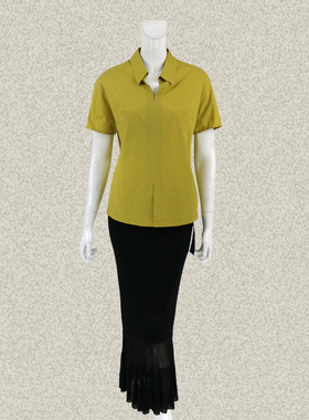 新!奈CO 正品 连肩袖宽松休闲女夏全棉套头衬衫短袖上衣AGB440007