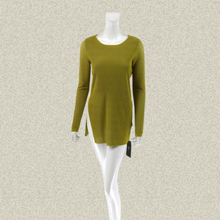 新!奈CO 正品 不对称开叉细条纹提花女春秋全羊毛针织衫5A090105