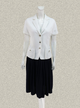 蕾DOW 正品 贴边明线OL白色女春夏西装领外套修身百搭上衣8200016