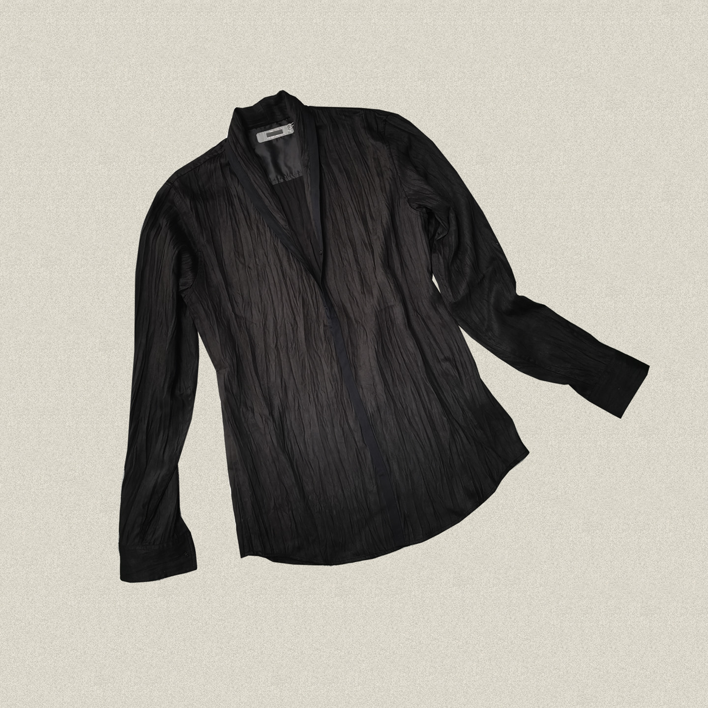 桀* J*eor 男装正品 镶边暗扣树皮皱黑色春秋长袖上衣 40216213