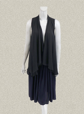 丝fu卡 正品 系带无扣黑色无袖女春夏秋外披披肩雪纺薄外套330080