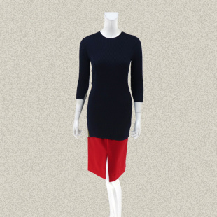 羊毛针织衫 新 lazar不对称条纹拼色女春秋八分袖 2AWG573 森系列