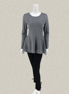 新!丝fu卡 正品 亮丝提花大摆遮肚女冬春减龄羊毛针织衫二色41083