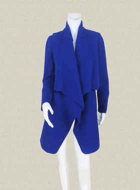 C*fon 马夹拉链可拆假两件女春秋冬不规则全羊毛薄呢外套大衣 202